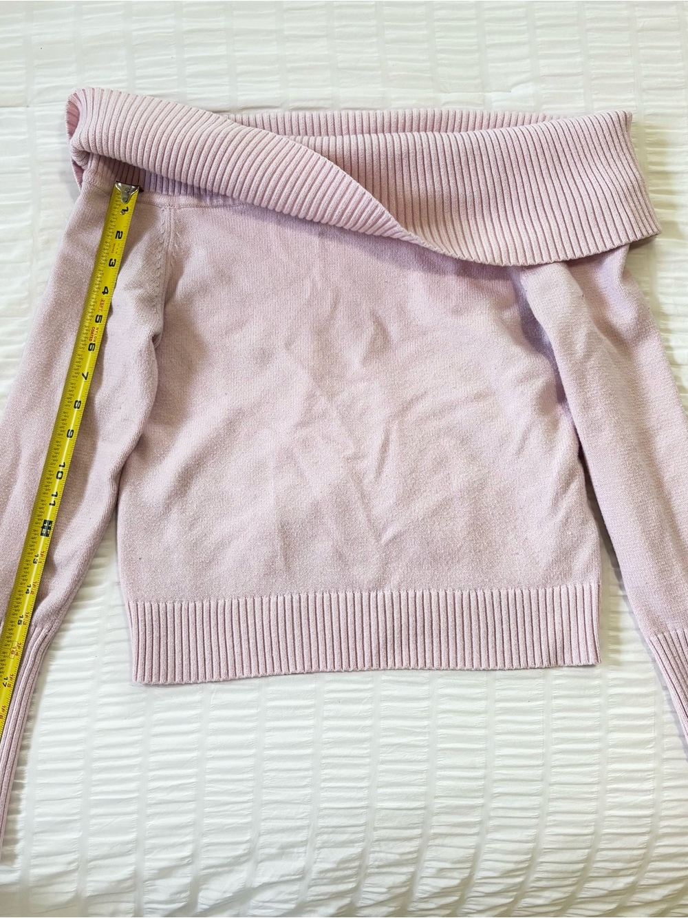 Faded Rise Off-Shoulder Ribbed Sweater - Light Pink - Picture 5 of 6
